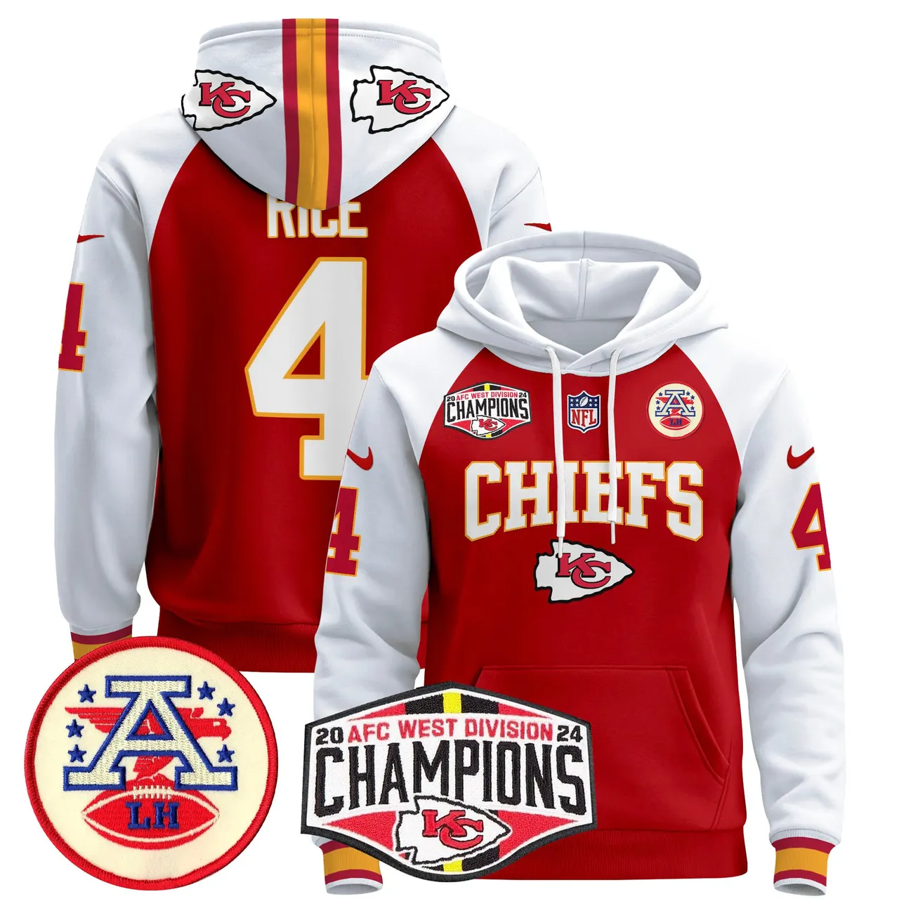 Patrick Mahomes Kansas City Chiefs Nike 2024 AFC West Division Champions Stitched Pullover Hoodie - Red - Image 34