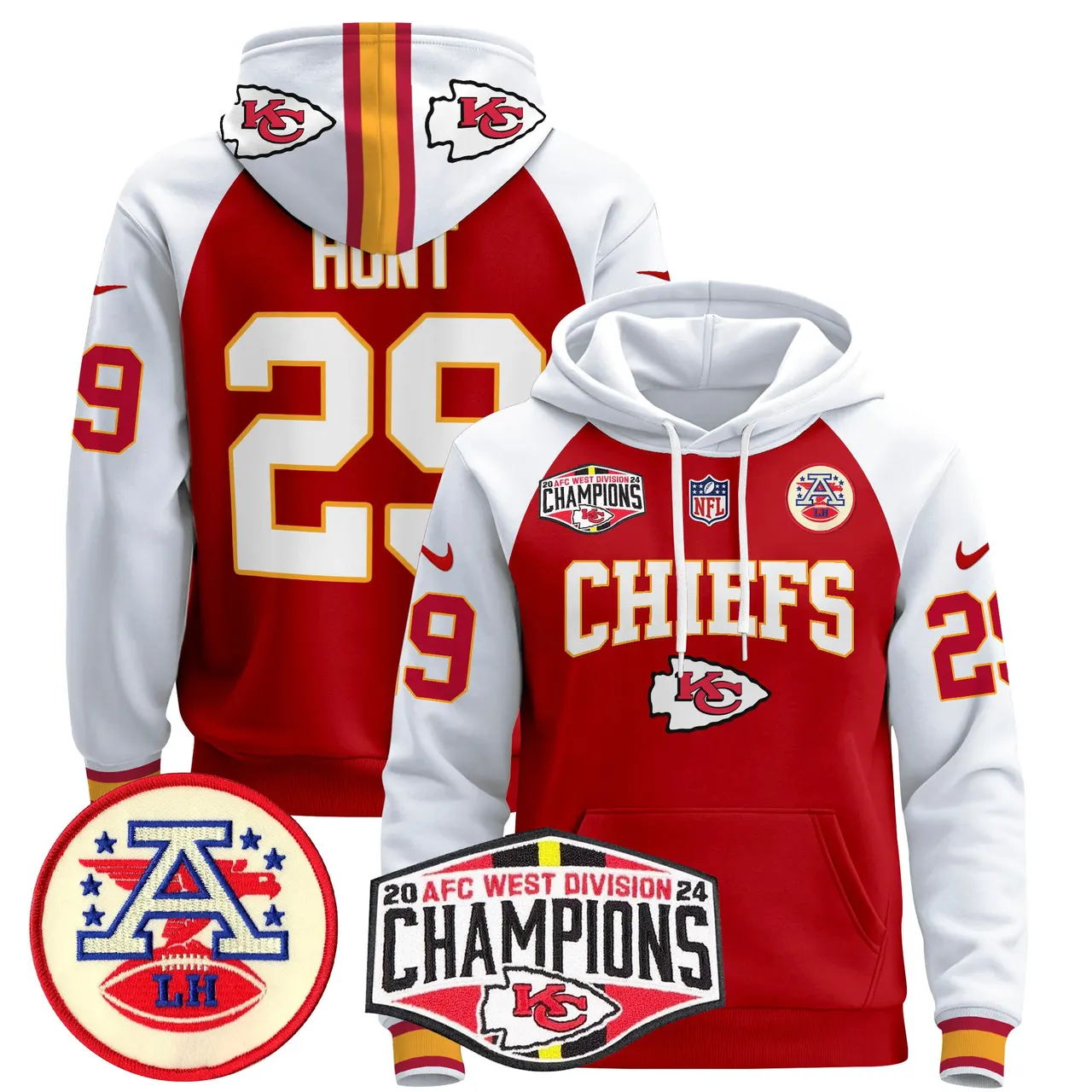 Patrick Mahomes Kansas City Chiefs Nike 2024 AFC West Division Champions Stitched Pullover Hoodie - Red - Image 35
