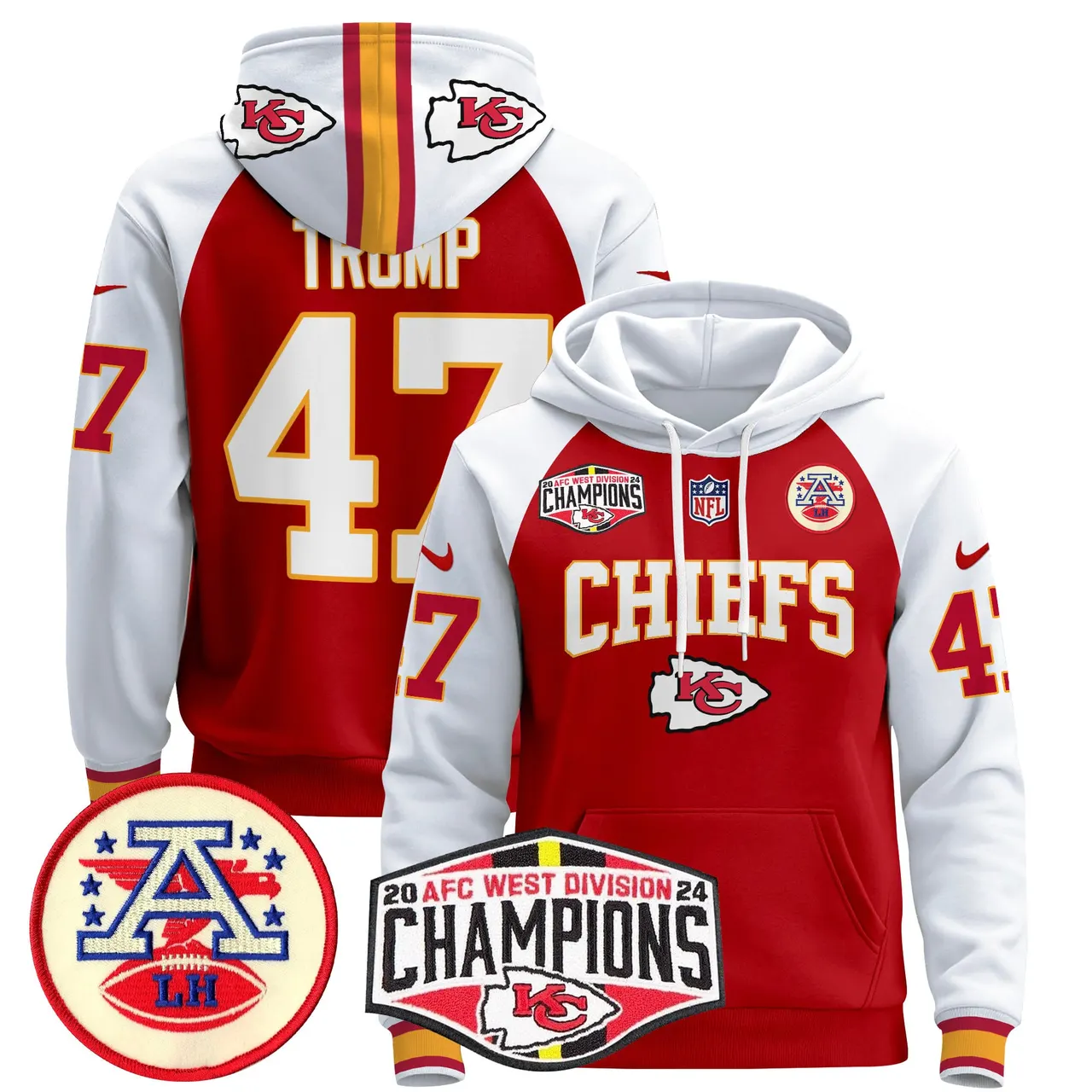 Patrick Mahomes Kansas City Chiefs Nike 2024 AFC West Division Champions Stitched Pullover Hoodie - Red - Image 36