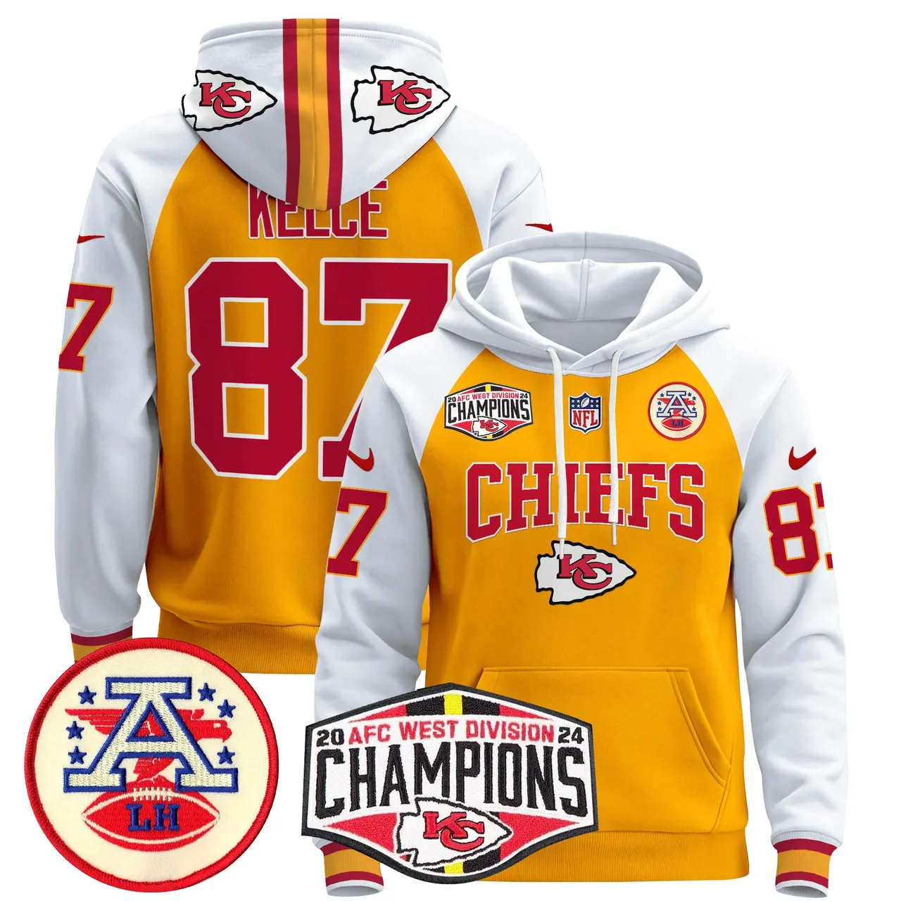 Patrick Mahomes Kansas City Chiefs Nike 2024 AFC West Division Champions Stitched Pullover Hoodie - Red - Image 38