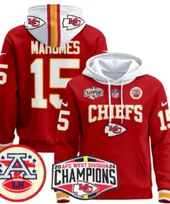 Patrick Mahomes Kansas City Chiefs Nike 2024 AFC West Division Champions Stitched Pullover Hoodie - Red