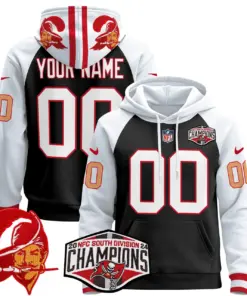 Alternative view of Tampa Bay Buccaneers Nike Throwback 2024 NFC South Division Champions Patch Custom Stitched Pullover Hoodie - Orange
