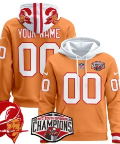 Tampa Bay Buccaneers Nike Throwback 2024 NFC South Division Champions Patch Custom Stitched Pullover Hoodie - Orange - Image 3