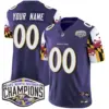 Baltimore Ravens Nike Maryland Flag 2024 AFC North Division Champions Patch Vapor Custom Limited Stitched Jersey - Purple