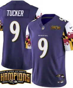 Derrick Henry Baltimore Ravens Nike Maryland Flag Back to Back AFC North Champions Patch Vapor Limited Stitched Jersey - Purple - Image 3