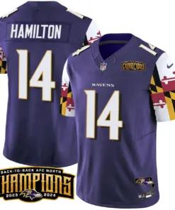 Derrick Henry Baltimore Ravens Nike Maryland Flag Back to Back AFC North Champions Patch Vapor Limited Stitched Jersey - Purple - Image 4