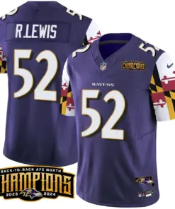 Derrick Henry Baltimore Ravens Nike Maryland Flag Back to Back AFC North Champions Patch Vapor Limited Stitched Jersey - Purple - Image 6