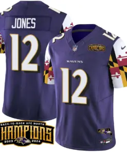 Derrick Henry Baltimore Ravens Nike Maryland Flag Back to Back AFC North Champions Patch Vapor Limited Stitched Jersey - Purple - Image 8
