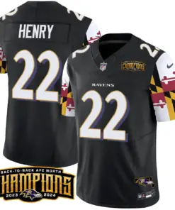 Derrick Henry Baltimore Ravens Nike Maryland Flag Back to Back AFC North Champions Patch Vapor Limited Stitched Jersey - Purple - Image 19
