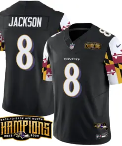 Derrick Henry Baltimore Ravens Nike Maryland Flag Back to Back AFC North Champions Patch Vapor Limited Stitched Jersey - Purple - Image 20