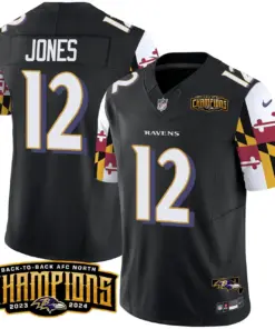 Derrick Henry Baltimore Ravens Nike Maryland Flag Back to Back AFC North Champions Patch Vapor Limited Stitched Jersey - Purple - Image 26