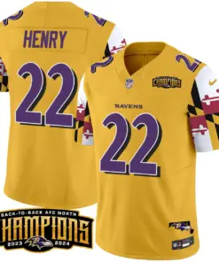Derrick Henry Baltimore Ravens Nike Maryland Flag Back to Back AFC North Champions Patch Vapor Limited Stitched Jersey - Purple - Image 28