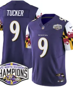 Derrick Henry Baltimore Ravens Nike Maryland Flag 2024 AFC North Division Champions Patch Vapor Limited Stitched Jersey - Purple - Image 3