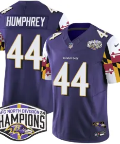 Derrick Henry Baltimore Ravens Nike Maryland Flag 2024 AFC North Division Champions Patch Vapor Limited Stitched Jersey - Purple - Image 5