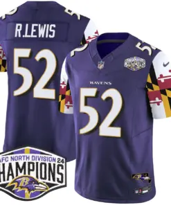 Derrick Henry Baltimore Ravens Nike Maryland Flag 2024 AFC North Division Champions Patch Vapor Limited Stitched Jersey - Purple - Image 6