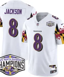 Derrick Henry Baltimore Ravens Nike Maryland Flag 2024 AFC North Division Champions Patch Vapor Limited Stitched Jersey - Purple - Image 11