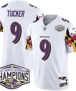 Derrick Henry Baltimore Ravens Nike Maryland Flag 2024 AFC North Division Champions Patch Vapor Limited Stitched Jersey - Purple - Image 12