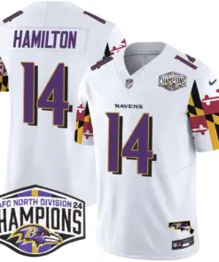 Derrick Henry Baltimore Ravens Nike Maryland Flag 2024 AFC North Division Champions Patch Vapor Limited Stitched Jersey - Purple - Image 13
