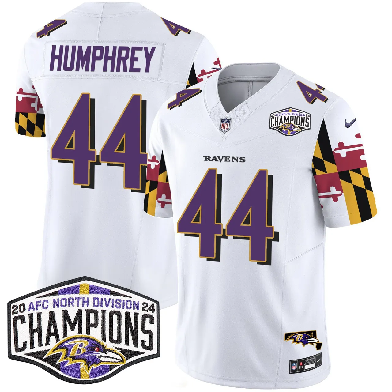 Derrick Henry Baltimore Ravens Nike Maryland Flag 2024 AFC North Division Champions Patch Vapor Limited Stitched Jersey - Purple - Image 14