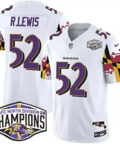 Derrick Henry Baltimore Ravens Nike Maryland Flag 2024 AFC North Division Champions Patch Vapor Limited Stitched Jersey - Purple - Image 15
