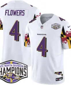 Derrick Henry Baltimore Ravens Nike Maryland Flag 2024 AFC North Division Champions Patch Vapor Limited Stitched Jersey - Purple - Image 16