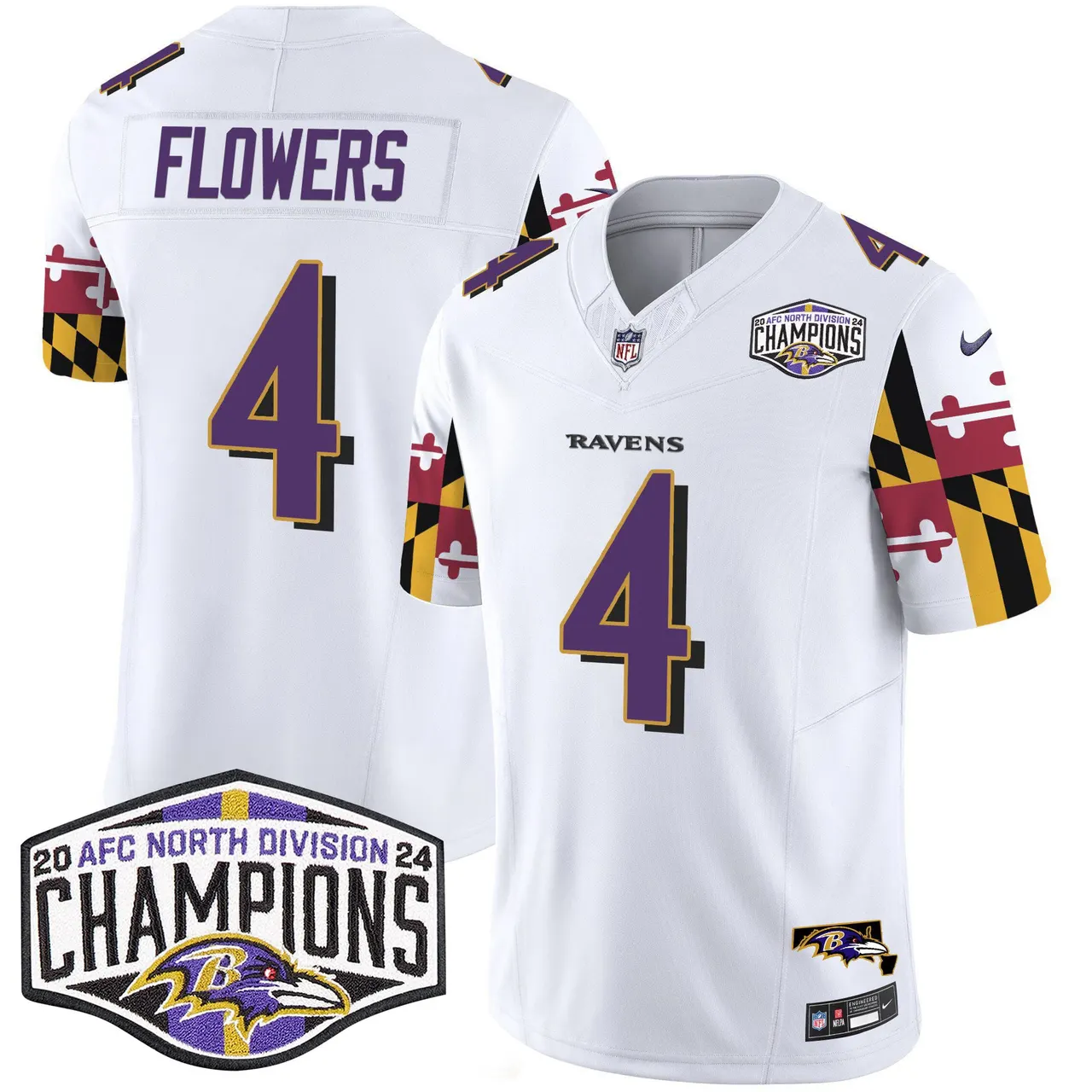 Derrick Henry Baltimore Ravens Nike Maryland Flag 2024 AFC North Division Champions Patch Vapor Limited Stitched Jersey - Purple - Image 16