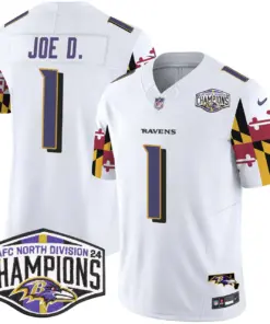 Derrick Henry Baltimore Ravens Nike Maryland Flag 2024 AFC North Division Champions Patch Vapor Limited Stitched Jersey - Purple - Image 18