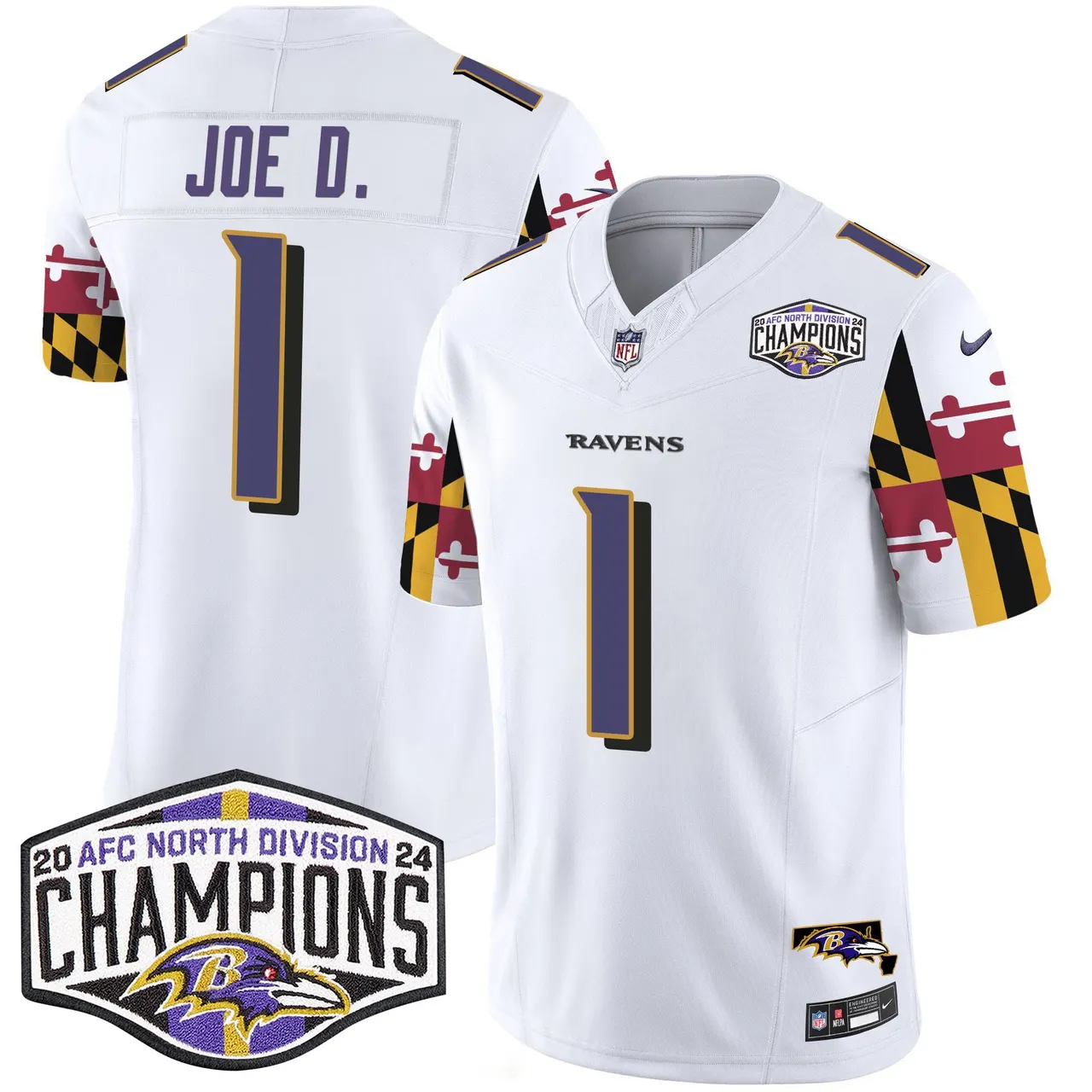 Derrick Henry Baltimore Ravens Nike Maryland Flag 2024 AFC North Division Champions Patch Vapor Limited Stitched Jersey - Purple - Image 18