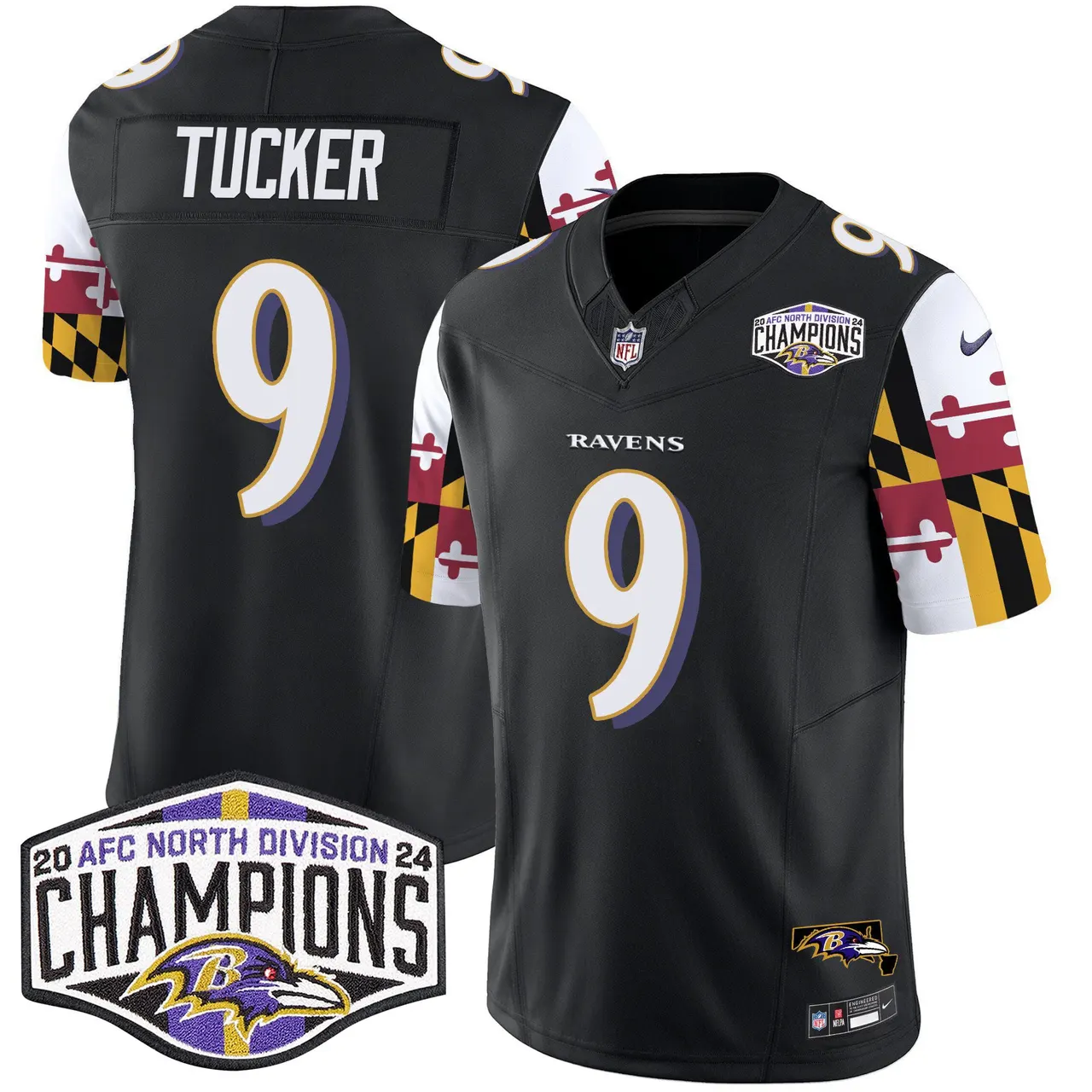 Derrick Henry Baltimore Ravens Nike Maryland Flag 2024 AFC North Division Champions Patch Vapor Limited Stitched Jersey - Purple - Image 21