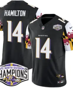 Derrick Henry Baltimore Ravens Nike Maryland Flag 2024 AFC North Division Champions Patch Vapor Limited Stitched Jersey - Purple - Image 22