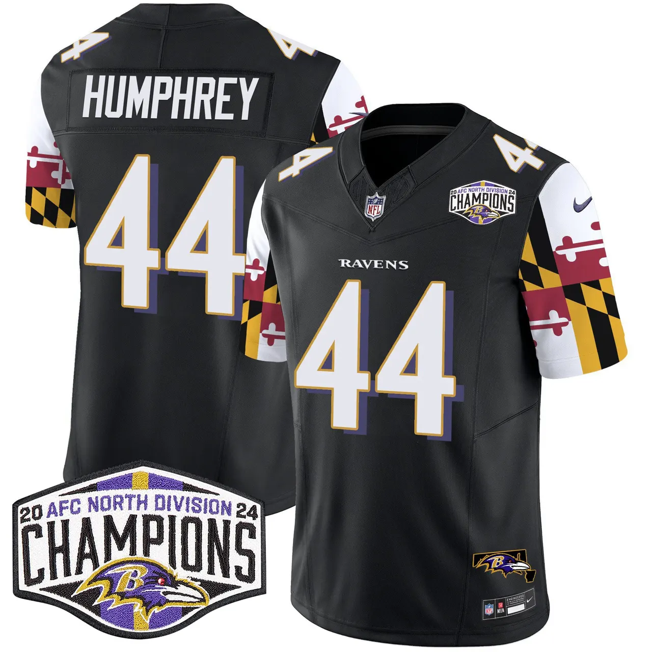 Derrick Henry Baltimore Ravens Nike Maryland Flag 2024 AFC North Division Champions Patch Vapor Limited Stitched Jersey - Purple - Image 23