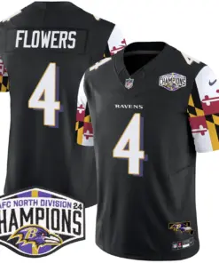 Derrick Henry Baltimore Ravens Nike Maryland Flag 2024 AFC North Division Champions Patch Vapor Limited Stitched Jersey - Purple - Image 25