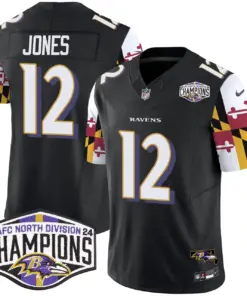Derrick Henry Baltimore Ravens Nike Maryland Flag 2024 AFC North Division Champions Patch Vapor Limited Stitched Jersey - Purple - Image 26
