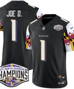 Derrick Henry Baltimore Ravens Nike Maryland Flag 2024 AFC North Division Champions Patch Vapor Limited Stitched Jersey - Purple - Image 27