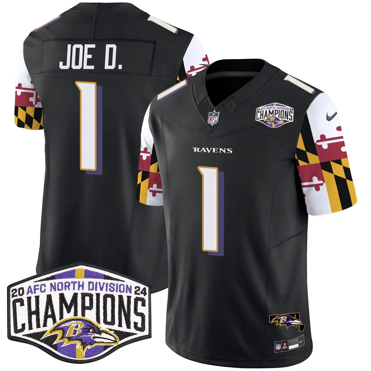 Derrick Henry Baltimore Ravens Nike Maryland Flag 2024 AFC North Division Champions Patch Vapor Limited Stitched Jersey - Purple - Image 27