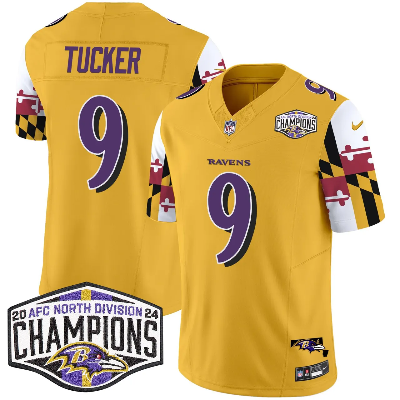 Derrick Henry Baltimore Ravens Nike Maryland Flag 2024 AFC North Division Champions Patch Vapor Limited Stitched Jersey - Purple - Image 30
