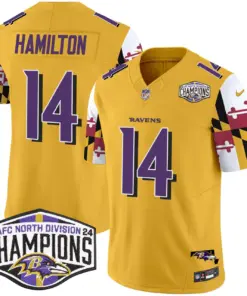 Derrick Henry Baltimore Ravens Nike Maryland Flag 2024 AFC North Division Champions Patch Vapor Limited Stitched Jersey - Purple - Image 31