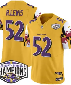 Derrick Henry Baltimore Ravens Nike Maryland Flag 2024 AFC North Division Champions Patch Vapor Limited Stitched Jersey - Purple - Image 33