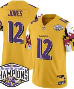 Derrick Henry Baltimore Ravens Nike Maryland Flag 2024 AFC North Division Champions Patch Vapor Limited Stitched Jersey - Purple - Image 35