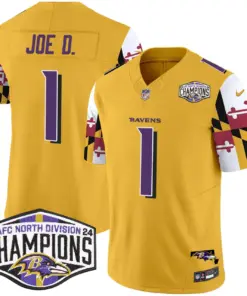 Derrick Henry Baltimore Ravens Nike Maryland Flag 2024 AFC North Division Champions Patch Vapor Limited Stitched Jersey - Purple - Image 36
