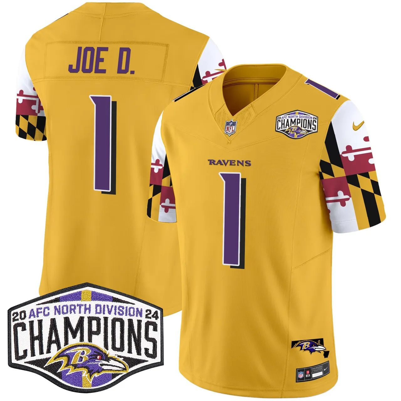 Derrick Henry Baltimore Ravens Nike Maryland Flag 2024 AFC North Division Champions Patch Vapor Limited Stitched Jersey - Purple - Image 36