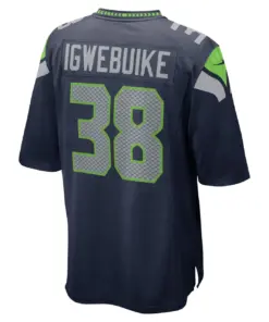 Godwin Igwebuike Seattle Seahawks Nike Home Game Player Jersey - College Navy - Image 4