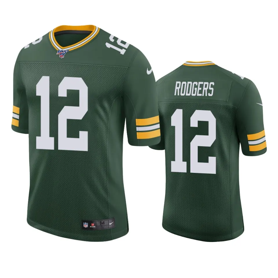 Aaron Rodgers Green Bay Packers Nike 100th Season Vapor Limited Jersey - Kelly Green