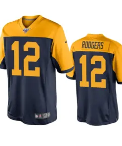 Aaron Rodgers Green Bay Packers Nike Throwback 100th Season Jersey - Navy
