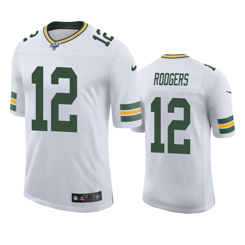 Aaron Rodgers Green Bay Packers Nike 100th Season Vapor Limited Jersey - White