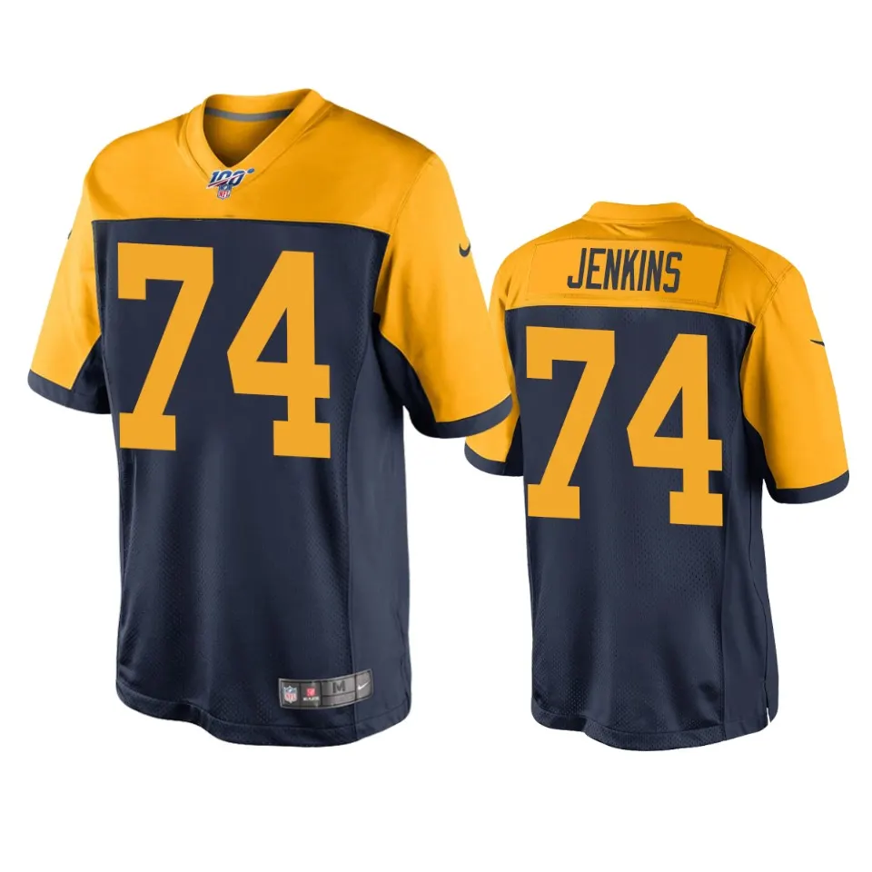 Elgton Jenkins Green Bay Packers Nike Throwback 100th Season Jersey - Navy