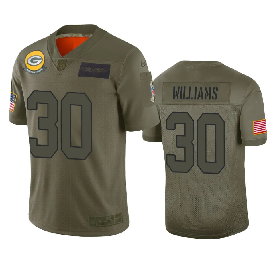 Jamaal Williams Green Bay Packers Nike 2019 Salute to Service Limited Jersey - Olive