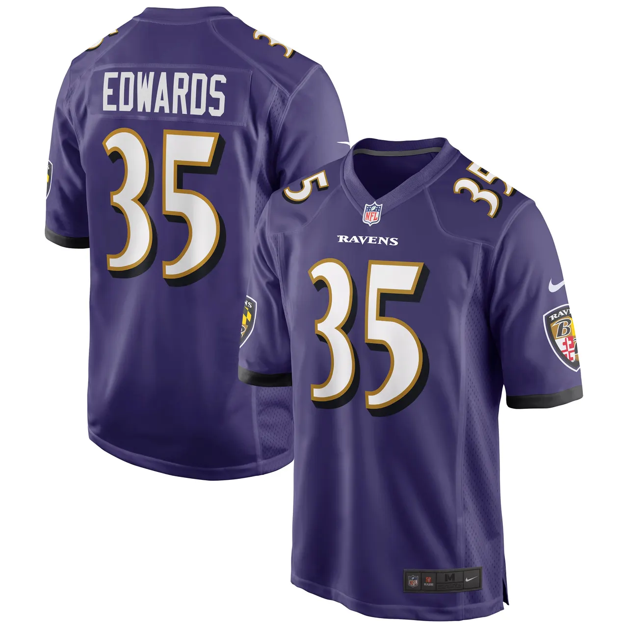 Gus Edwards Baltimore Ravens Nike Game Jersey - Purple - Image 2