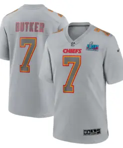 Alternative view of Harrison Butker Kansas City Chiefs Nike Super Bowl LVII Patch Atmosphere Fashion Game Jersey - Gray