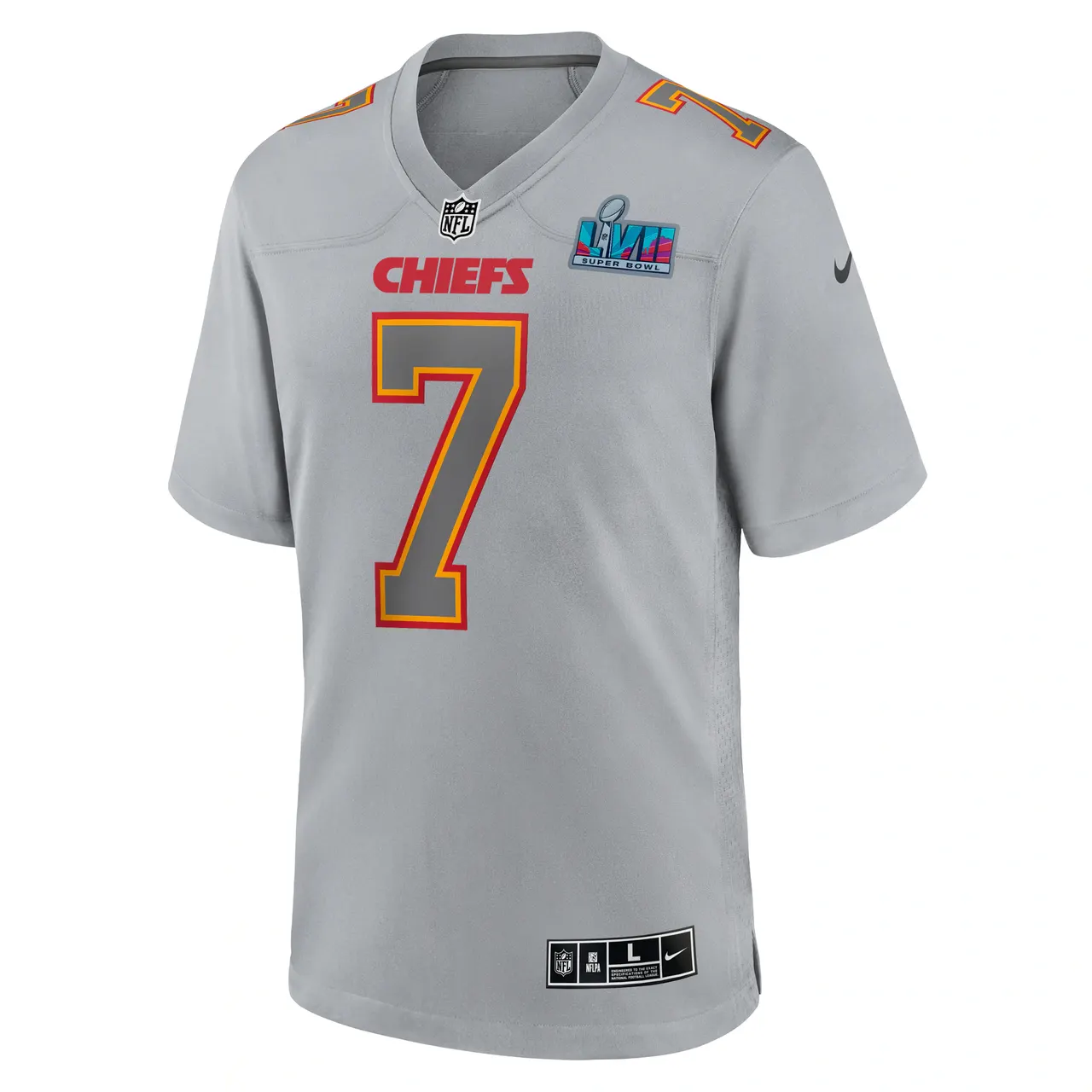 Harrison Butker Kansas City Chiefs Nike Super Bowl LVII Patch Atmosphere Fashion Game Jersey - Gray - Image 3